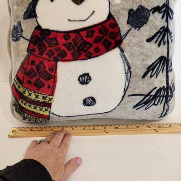 CUDDL DUDS KOHLS Novelty Print Throw Pillow Snowman Christmas Winter 16" x 18" - Picture 6 of 8